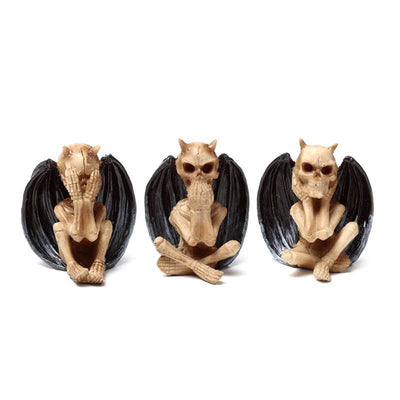 Set of 3 The Reaper of Death See No Speak No Hear No Evil Winged Demons - Gift Arch