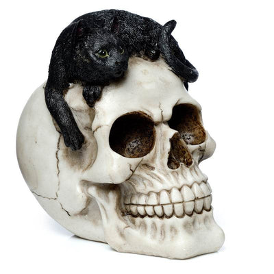 Skull with Black Cat Ornament - Gift Arch