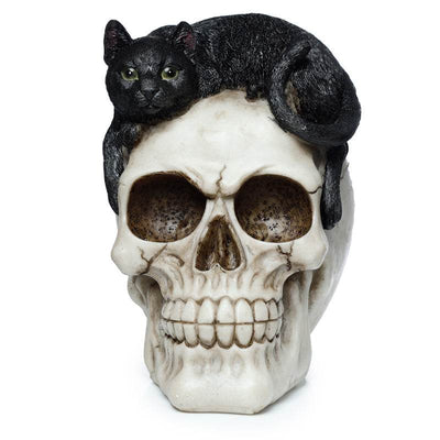 Skull with Black Cat Ornament - Gift Arch
