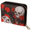 Skulls and Roses Zip Around Small Wallet Purse - Gift Arch