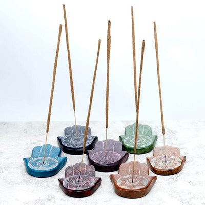 Carved Soapstone Chakra Hand Ashcatcher Incense Stick Burner - Gift Arch