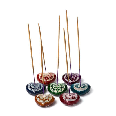 Carved Soapstone Chakra Heart Ashcatcher Incense Stick Burner - Gift Arch