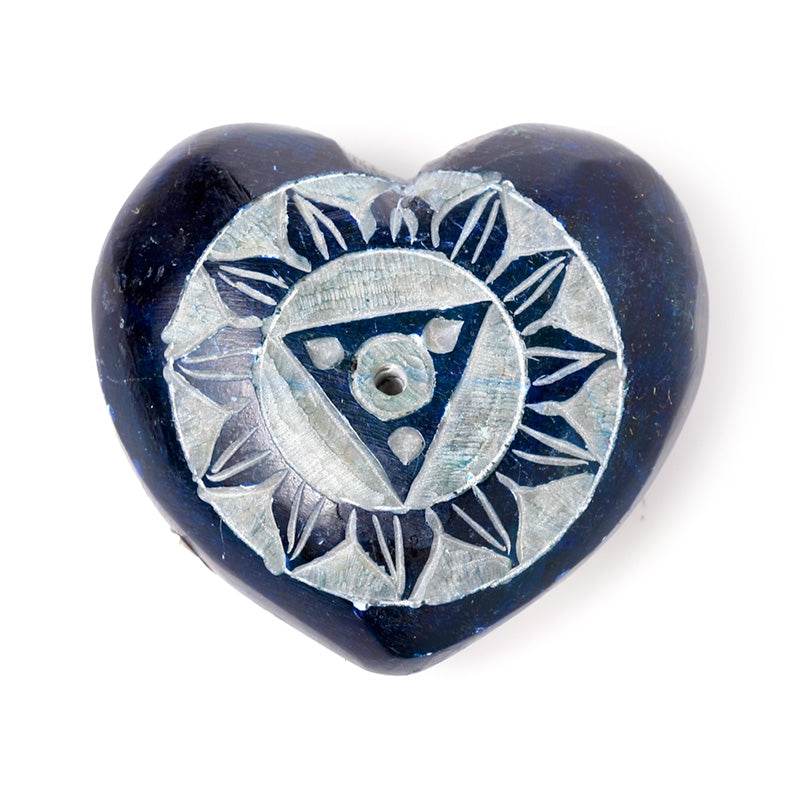 Carved Soapstone Chakra Heart Ashcatcher Incense Stick Burner - Gift Arch