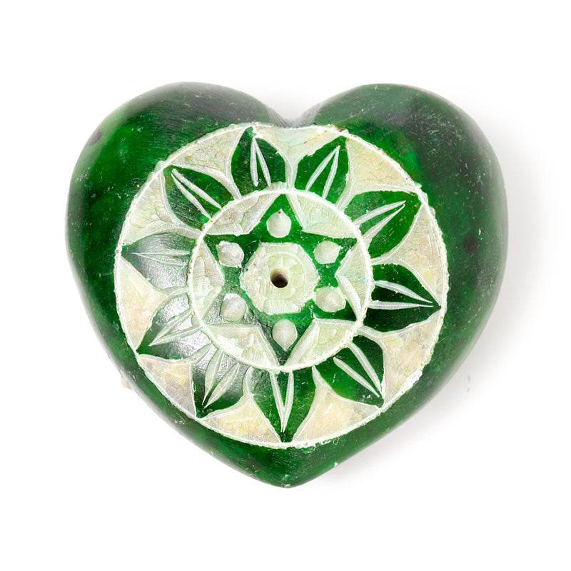 Carved Soapstone Chakra Heart Ashcatcher Incense Stick Burner - Gift Arch