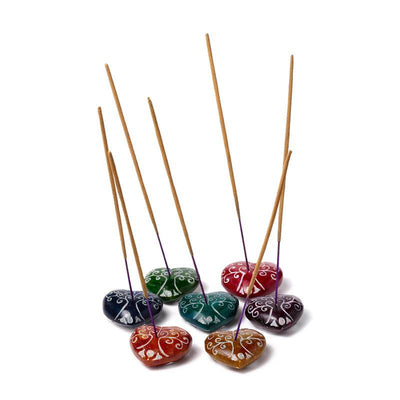 Carved Soapstone Chakra Heart Tree of Life Ashcatcher Incense Stick Burner - Gift Arch