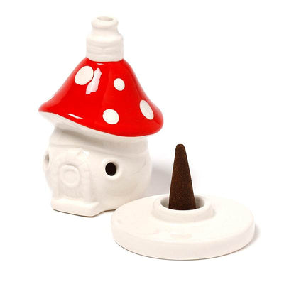 Fairy Toadstool House Ceramic Incense Cone Burner - Gift Arch