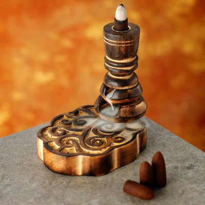 Happy Tree Mango Wood Backflow Incense Burner - Gift Arch