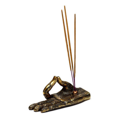 Henna Buddha Hand Ashcatcher Incense Stick Burner - Gift Arch