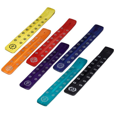 Mango Wood Bold Chakra Ashcatcher Incense Sticks Burner - Gift Arch