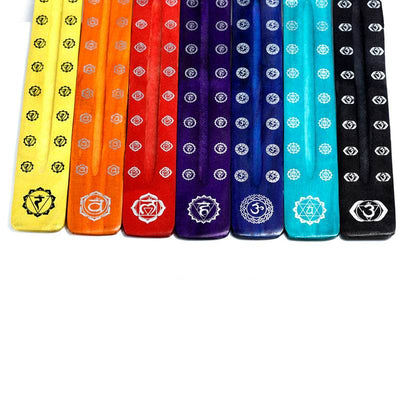 Mango Wood Bold Chakra Ashcatcher Incense Sticks Burner - Gift Arch