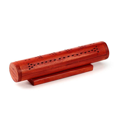 Mango Wood Round Ashcatcher Incense Burner Box - Gift Arch