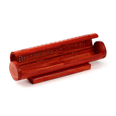 Mango Wood Round Ashcatcher Incense Burner Box - Gift Arch