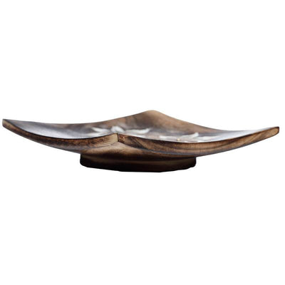 Mango Wood Square Carved Flowers Ashcatcher Incense Sticks Burner - Gift Arch