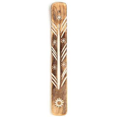 Mango Wood Sun Ashcatcher Incense Sticks Burner - Gift Arch