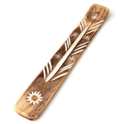 Mango Wood Sun Ashcatcher Incense Sticks Burner - Gift Arch