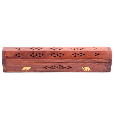 Sheesham Wood Ashcatcher Incense Burner Box Elephants - Gift Arch