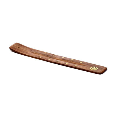 Sheesham Wood Ashcatcher Incense Stick Burner Pentagram & Stars - Gift Arch