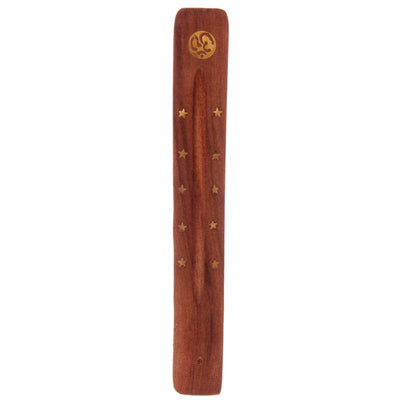 Sheesham Wood Ashcatcher Incense Stick Burner Symbol & Stars - Gift Arch