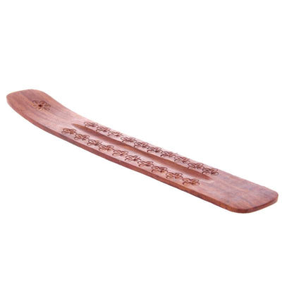 Sheesham Wood Ashcatcher Incense Stick Burner with Flower Engraving - Gift Arch