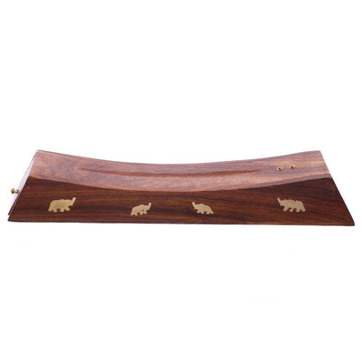 Sheesham Wood Ashcatcher Incense Sticks Burner Box with Elephant Inlay - Gift Arch