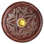 Sheesham Wood Round Ashcatcher Incense Burner with Carved Star - Gift Arch