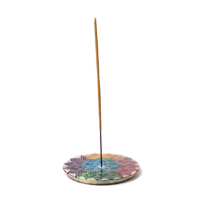 Soapstone Chakra Carved Lotus Incense Burner Dish - Gift Arch