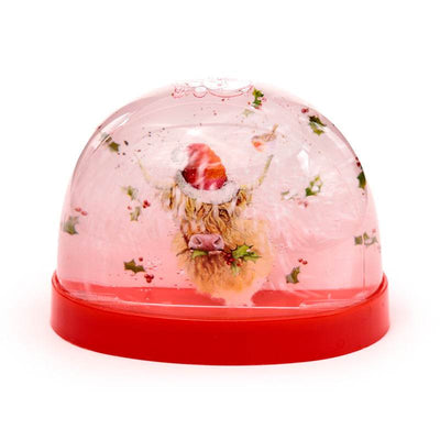 Christmas Jan Pashley Highland Coo Large Glitter Snow Storm - Gift Arch