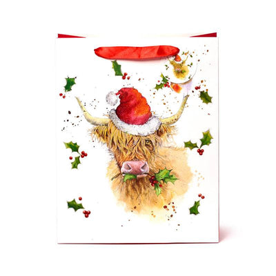 Jan Pashley Christmas Highland Coo Gift Bag Large - Gift Arch