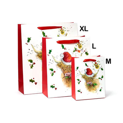 Jan Pashley Christmas Highland Coo Gift Bag Medium - Gift Arch