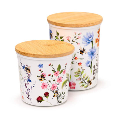Nectar Meadows Set of 2 RPET & Bamboo Storage Jars S/M - Gift Arch