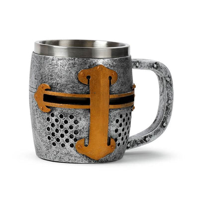 Decorative Medieval Knight Silver & Gold Helmet Tankard - Gift Arch