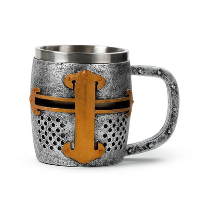 Decorative Medieval Knight Silver & Gold Helmet Tankard - Gift Arch