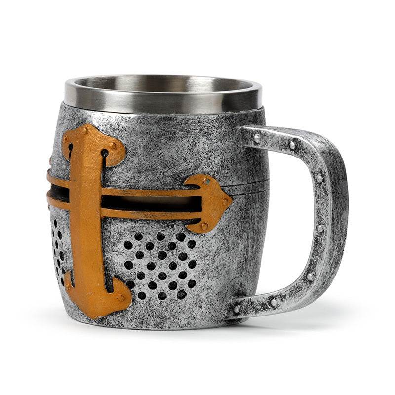 Decorative Medieval Knight Silver & Gold Helmet Tankard - Gift Arch