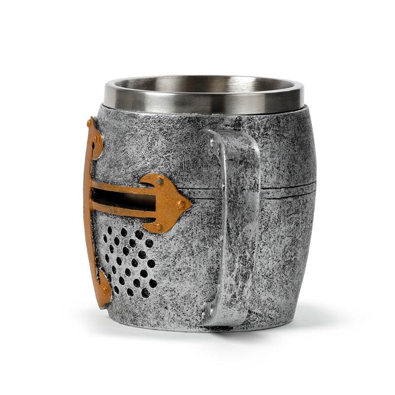 Decorative Medieval Knight Silver & Gold Helmet Tankard - Gift Arch