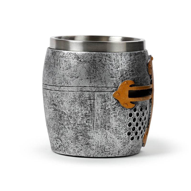 Decorative Medieval Knight Silver & Gold Helmet Tankard - Gift Arch