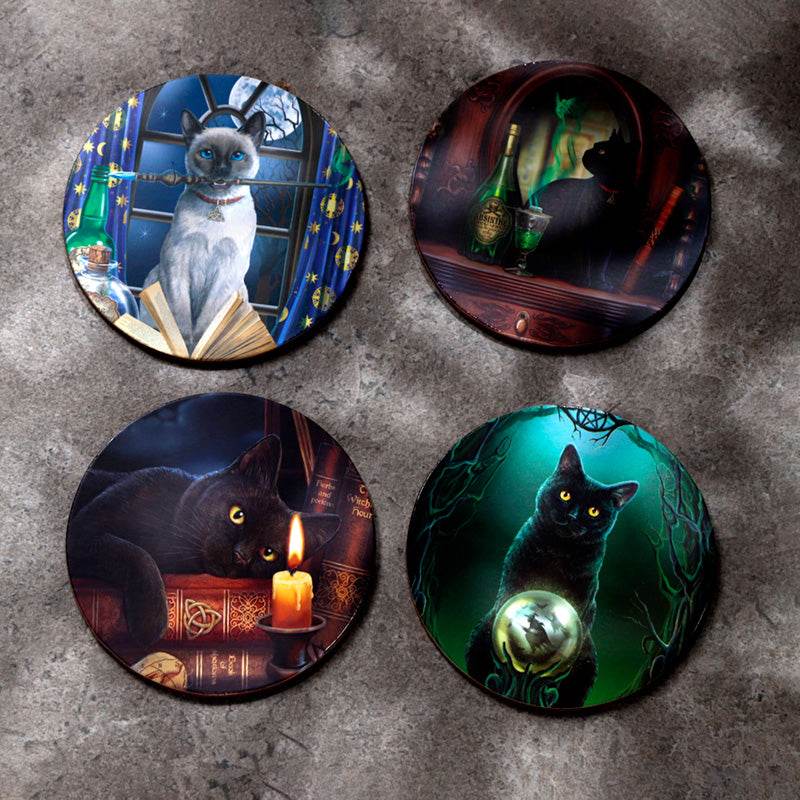 Lisa Parker Magic Cats Set of 4 Cork Coasters - Gift Arch