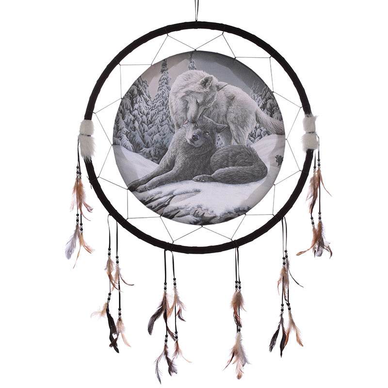 Lisa Parker Snow Kisses Wolf Dreamcatcher 60cm - Gift Arch