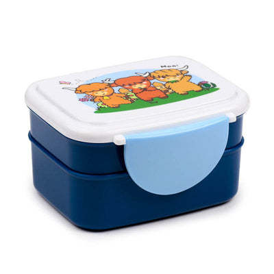 Adoramals Highland Coo Clip Lock Stacked Bento Lunch Box with Cutlery - Gift Arch