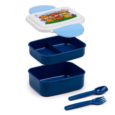 Adoramals Highland Coo Clip Lock Stacked Bento Lunch Box with Cutlery - Gift Arch