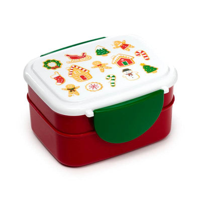 Christmas Baker Street Gingerbread Clip Lock Stacked Bento Lunch Box with Cutlery - Gift Arch