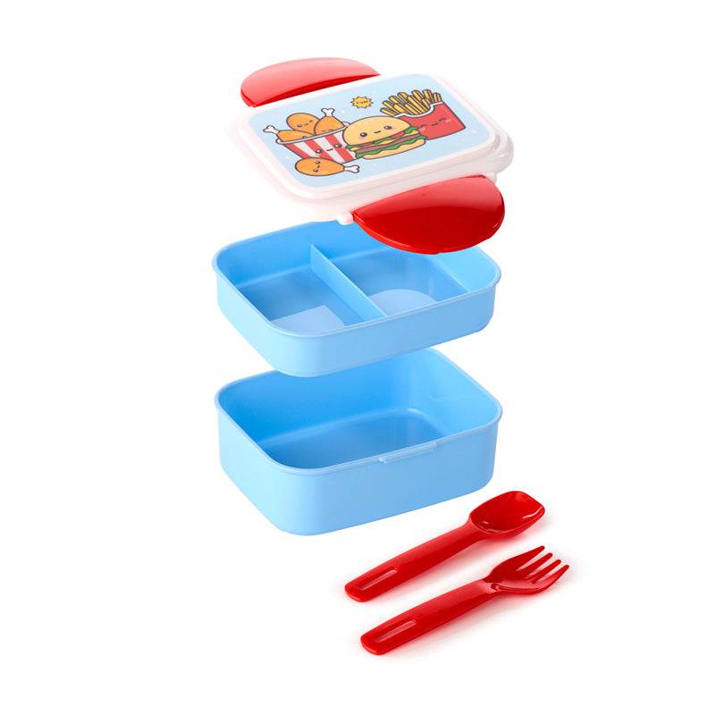 Foodiemals Clip Lock Stacked Bento Lunch Box with Cutlery - Gift Arch