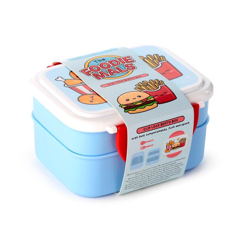 Foodiemals Clip Lock Stacked Bento Lunch Box with Cutlery - Gift Arch