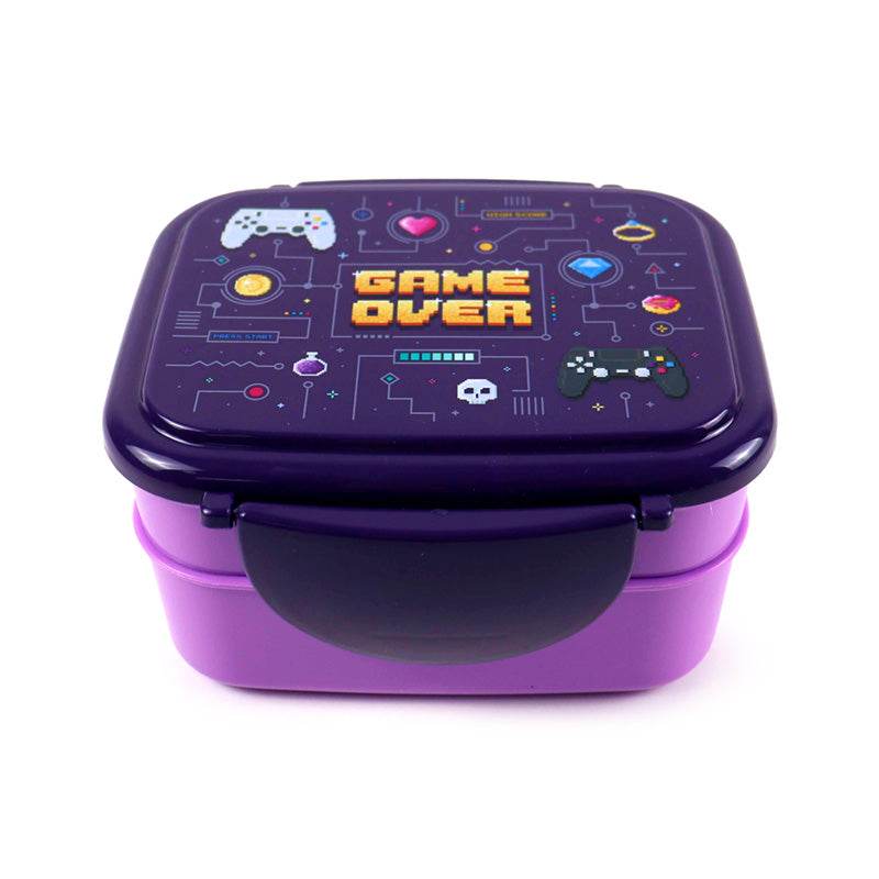 Game Over Clip Lock Stacked Bento Lunch Box with Cutlery - Gift Arch
