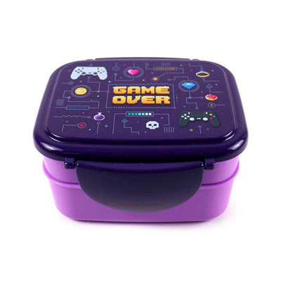 Game Over Clip Lock Stacked Bento Lunch Box with Cutlery - Gift Arch