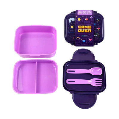 Game Over Clip Lock Stacked Bento Lunch Box with Cutlery - Gift Arch