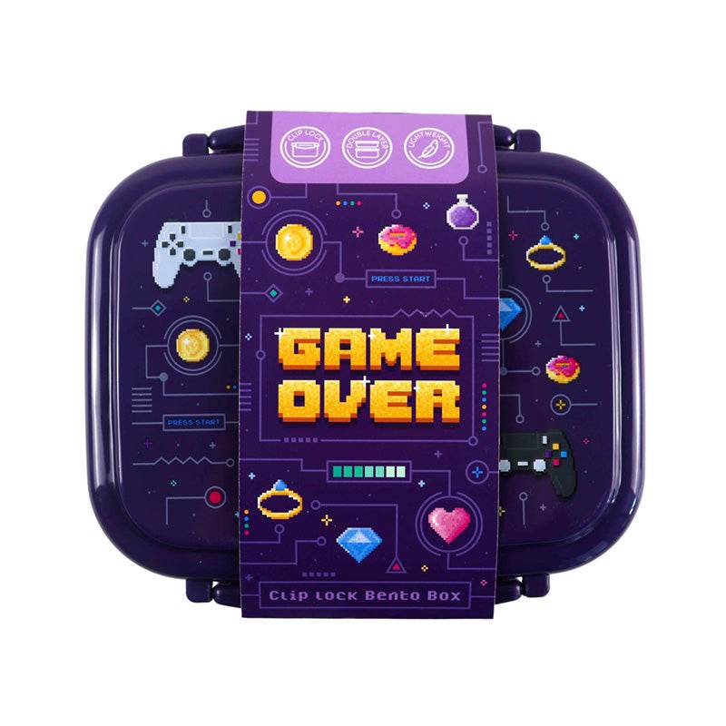 Game Over Clip Lock Stacked Bento Lunch Box with Cutlery - Gift Arch