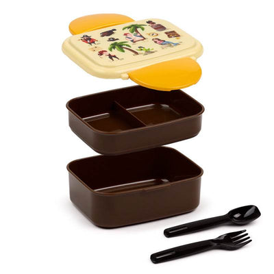 Jolly Rogers Pirates Clip Lock Stacked Bento Lunch Box with Cutlery - Gift Arch