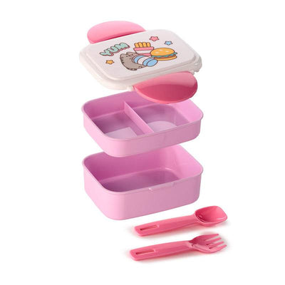 Pusheen the Cat Core Clip Lock Stacked Bento Lunch Box with Cutlery - Gift Arch
