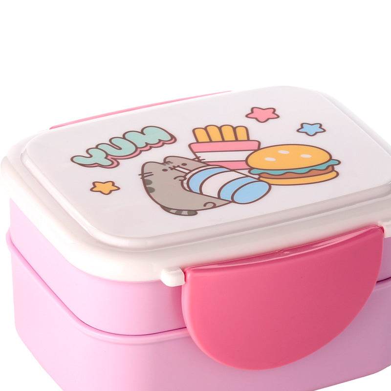 Pusheen the Cat Core Clip Lock Stacked Bento Lunch Box with Cutlery - Gift Arch