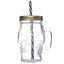 Glass Skull Drinking Jar with Metal Lid & Stripy Straw - Gift Arch